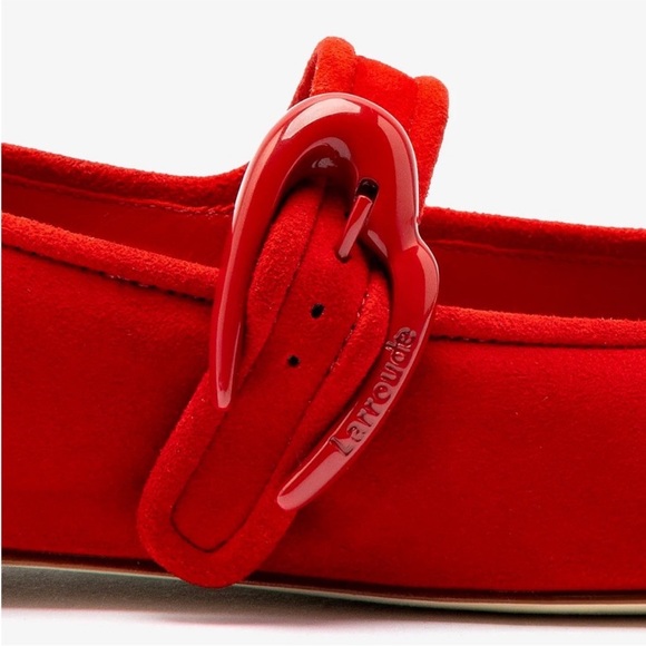 NWOT Larroudé Verona ballet flats in scarlet suede - Picture 12 of 13